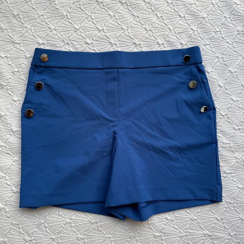 Nicole Miller Royal Blue Button-Trim Skort